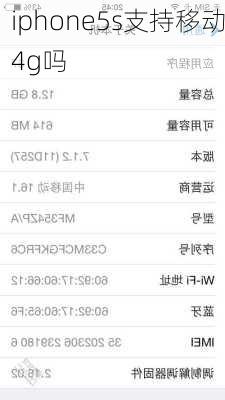 iphone5s支持移动4g吗