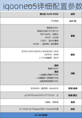 iqooneo5详细配置参数