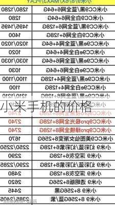 小米手机的价格