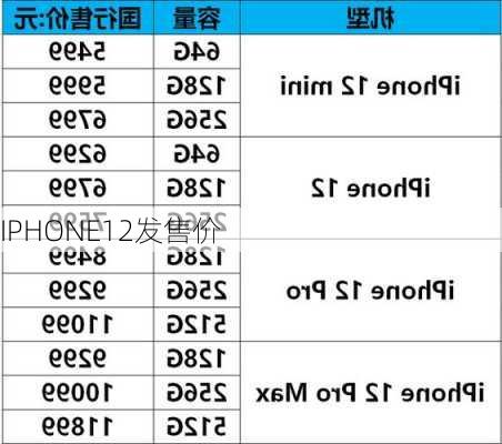 IPHONE12发售价