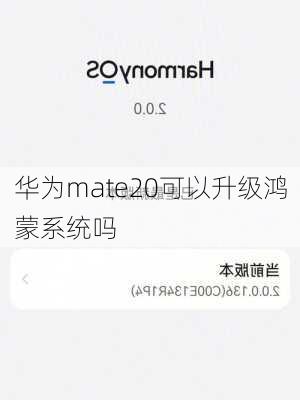 华为mate20可以升级鸿蒙系统吗