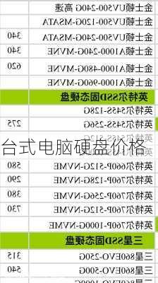 台式电脑硬盘价格