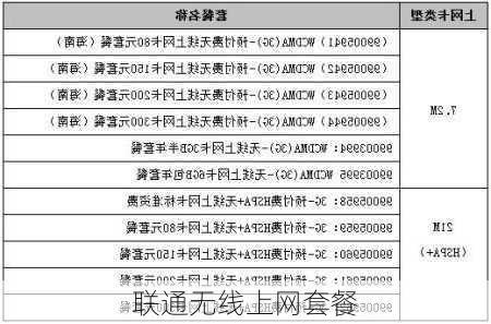 联通无线上网套餐