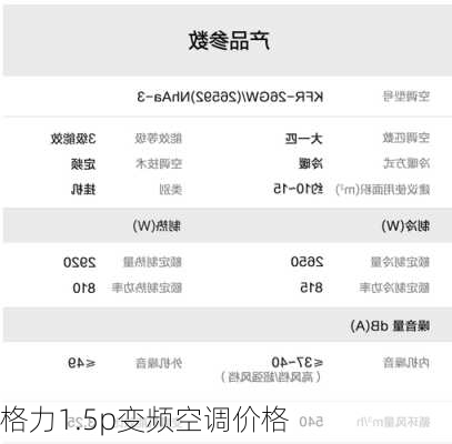 格力1.5p变频空调价格