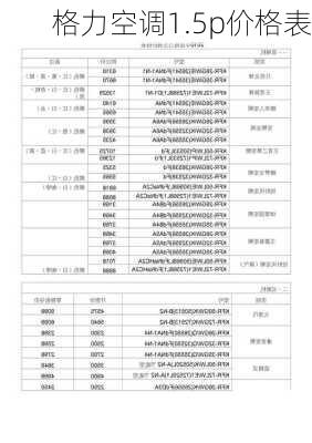 格力空调1.5p价格表