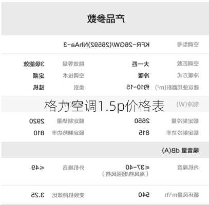 格力空调1.5p价格表
