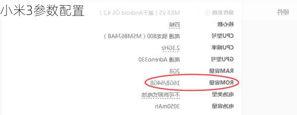 小米3参数配置