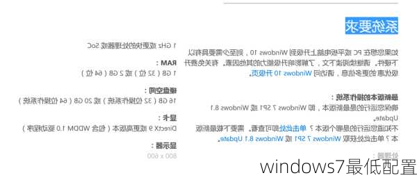 windows7最低配置