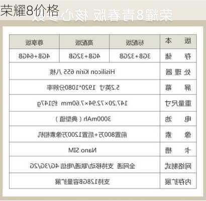 荣耀8价格